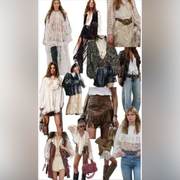 Moto Boho Style. Black Leather Jacket with White Lace Skirt - Picture 15 of 16